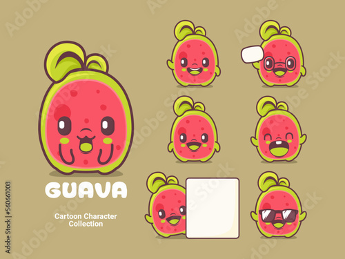 guava cartoon character fruits vector illustration