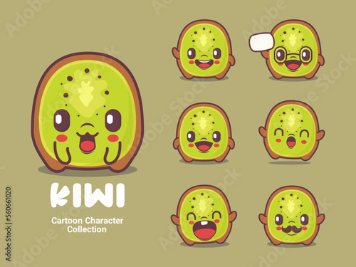 kiwi fruit cartoon character vector illustration