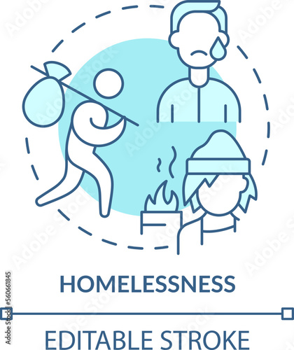 Wallpaper Mural Homelessness turquoise concept icon. LGBTQI mental health risk factor abstract idea thin line illustration. Isolated outline drawing. Editable stroke. Arial, Myriad Pro-Bold fonts used Torontodigital.ca