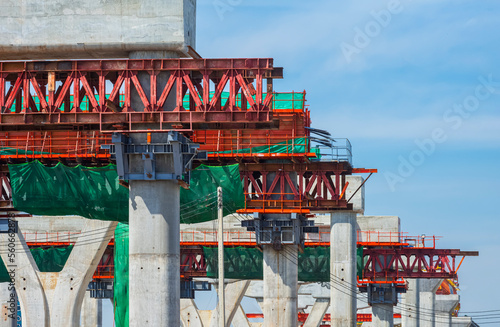 Photography Precast segmental assembly box girder formwork on flyover foundation structure i