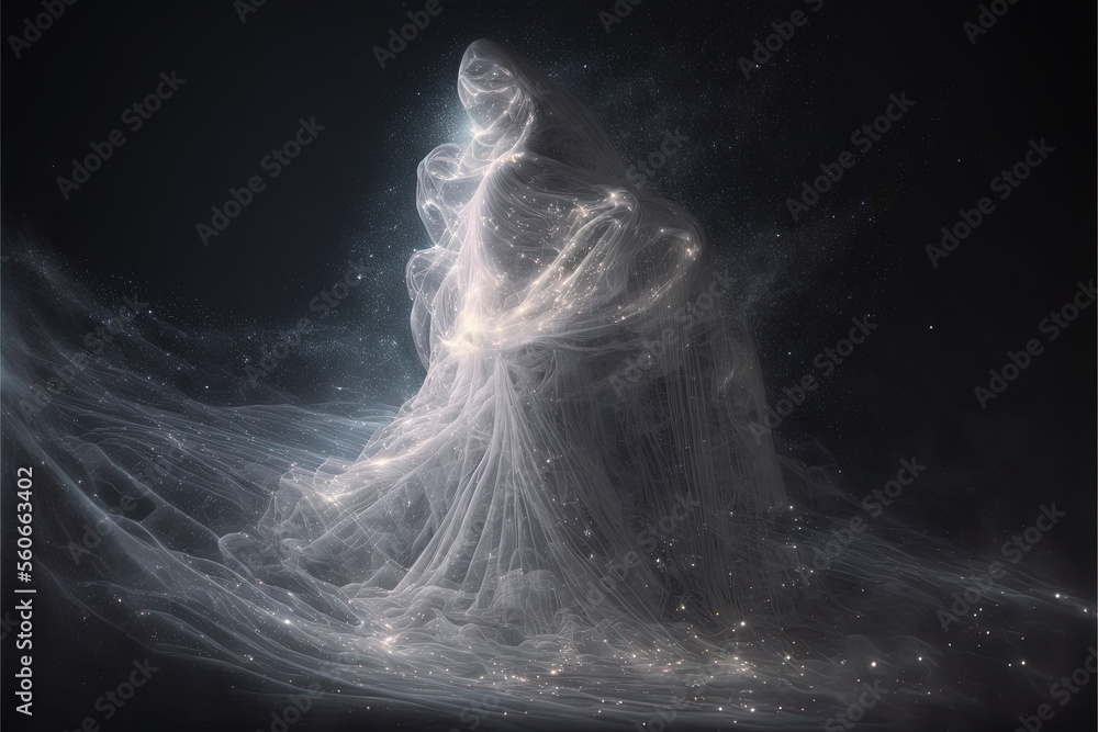 Mystical and ethereal floating veil, fantasy, Generative AI Mystical and ethereal floating veil, fantasy, Generative AI
