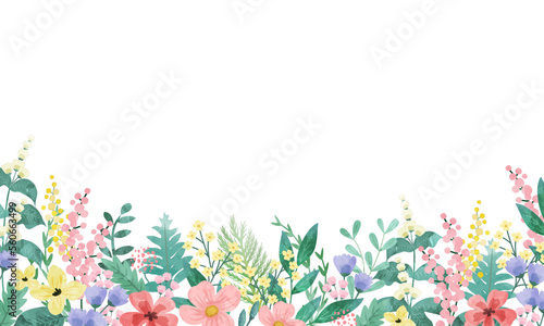 Floral and leaf card. watercolor design. For banners, posters, invitations, etc.