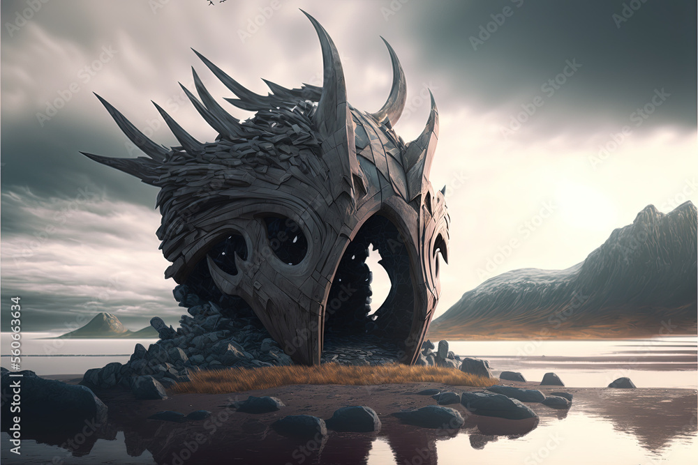 Fantasy illustration, nordic saga, gaming scenario, Generative AI