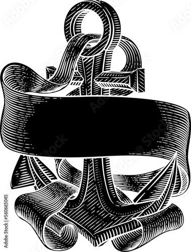 A ship anchor and scroll ba...