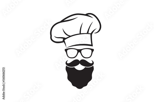 Chef Head Geek Bearded Man Logo Vector Symbol 