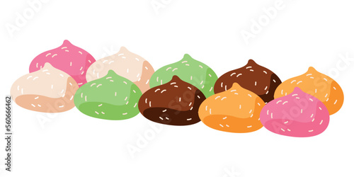 Sweet dessert from Japan on a white background. Asian food. Vector illustration on a white background for restaurants, menus, decor