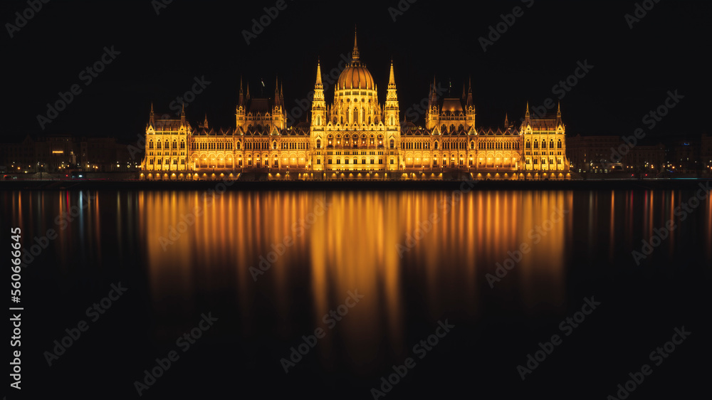 Hungarian Parliament in Budapest at night