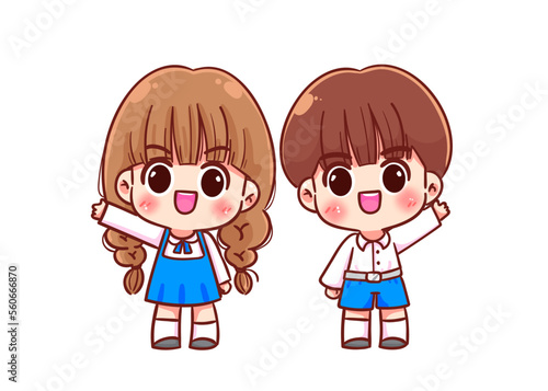 Cute student cartoon character kid children school education hand draw art illustration