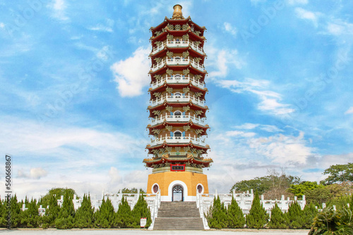 
Sun Moon Lake, Taiwan - located on the shore of Sun Moon Lake and built in memories of Chiang Kai-shek's mother, the Ci En Pagoda is one of the main tourist attractions of the area photo