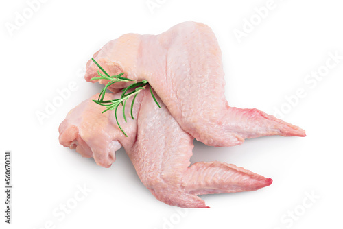 Raw chicken wings isolated on white background with full depth of field. Top view. Flat lay