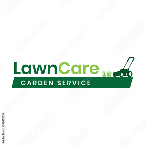 Lawn mower logo design vector illustration.