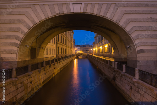 View of the canal in historical center of Saint Petersburg