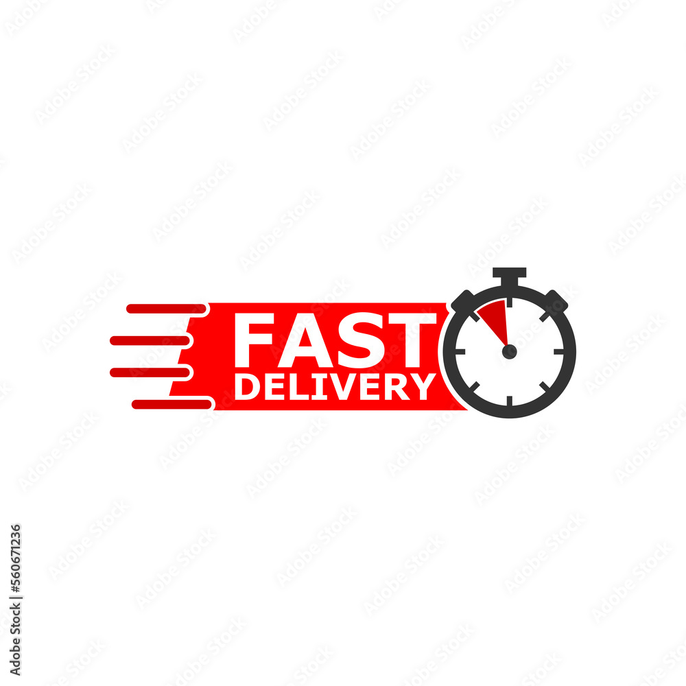 Fast delivery icon with timer isolated on white background Fast delivery icon with timer isolated on white background