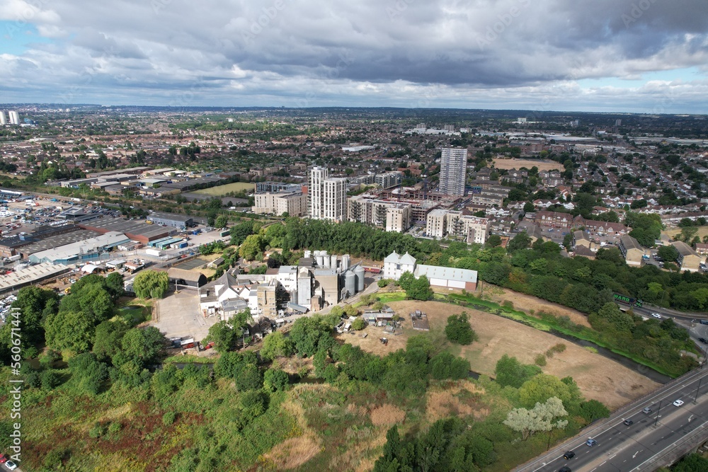 Enfield North London Tower blocks UK  drone aerial view