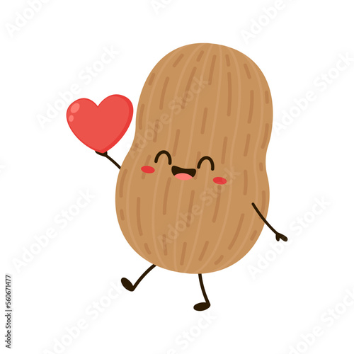 Peanut cartoon vector. Peanut on white background.