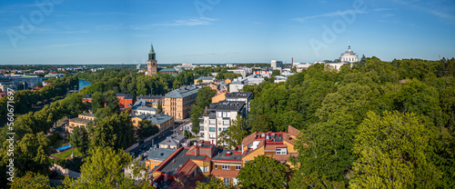 Canvas Print Vartiovuori Observatory (built in in 1819) and Turku Cathedral in Finland