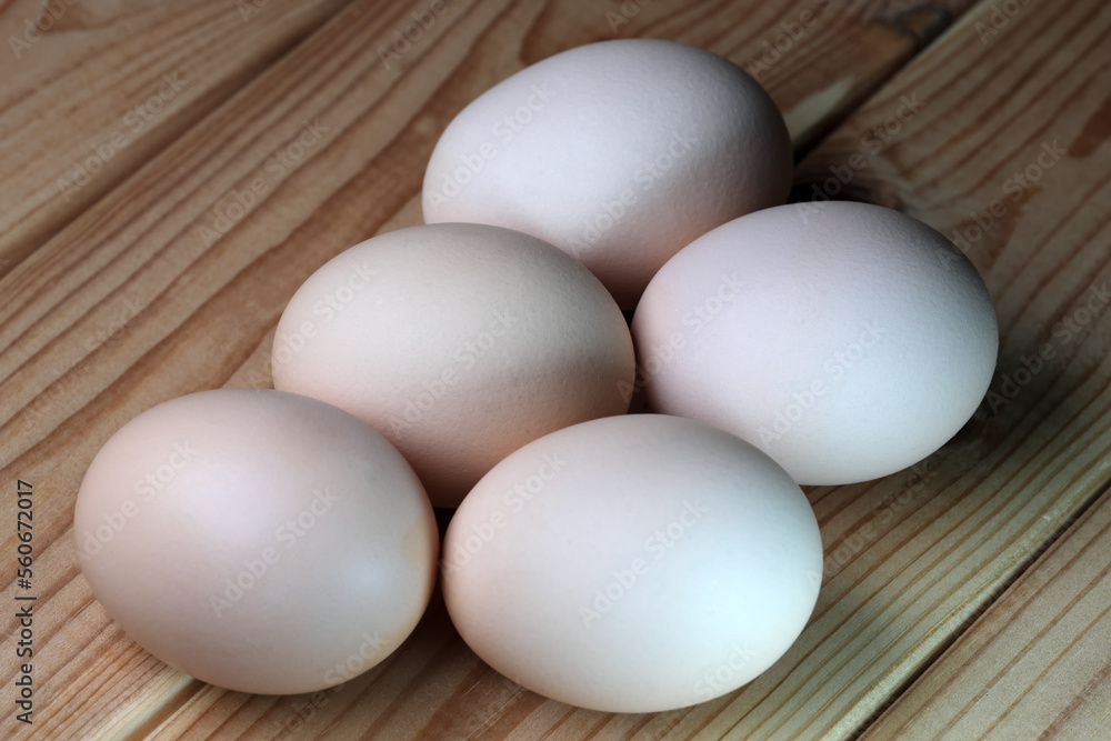 Five raw chicken eggs Five raw chicken eggs