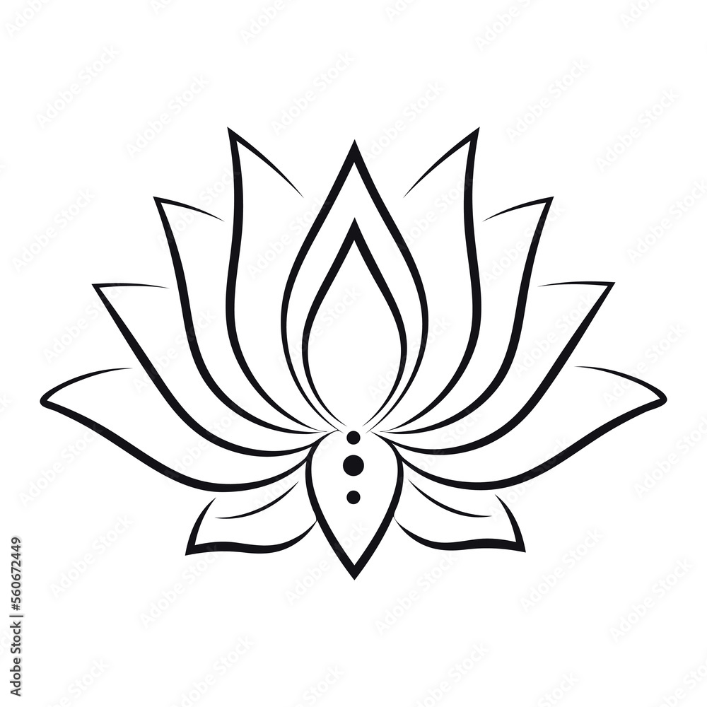 Fototapeta premium Filigree lotus flower, black vector, hand drawn