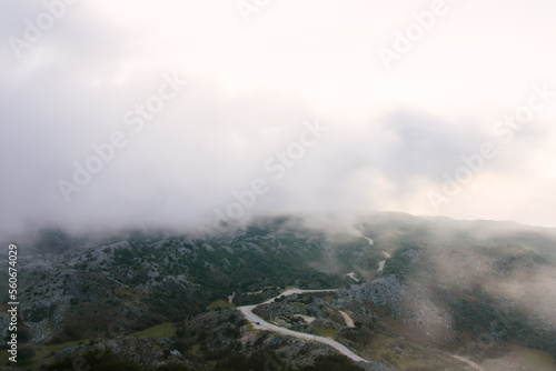 Landscape in the clouds under Mount Pantokrator on the island of Corfu, Greece © ernestos