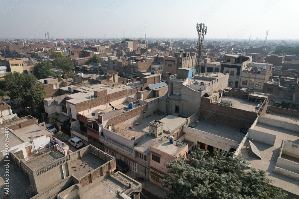 Ariel view of city of a sunny day in Punjab