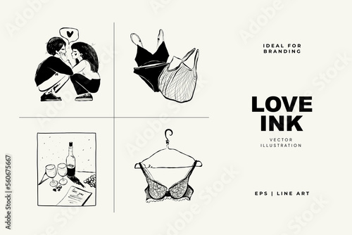 Saint Valentine's day hand drawn trendy vector illustration. Love card design. Cute doodle romantic. Romantic poster, greeting banner, trendy t-shirt print