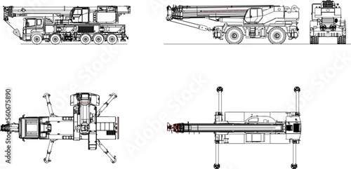 sketch vector illustration of heavy equipment for building construction cranes terex all models
