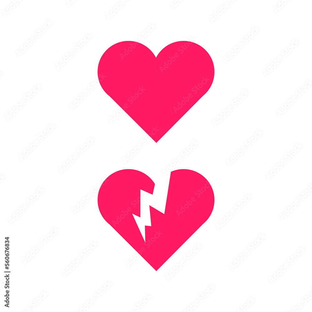 Broken heart valentine's day lover couple happy icon sign symbol design vector Broken heart valentine's day lover couple happy icon sign symbol design vector