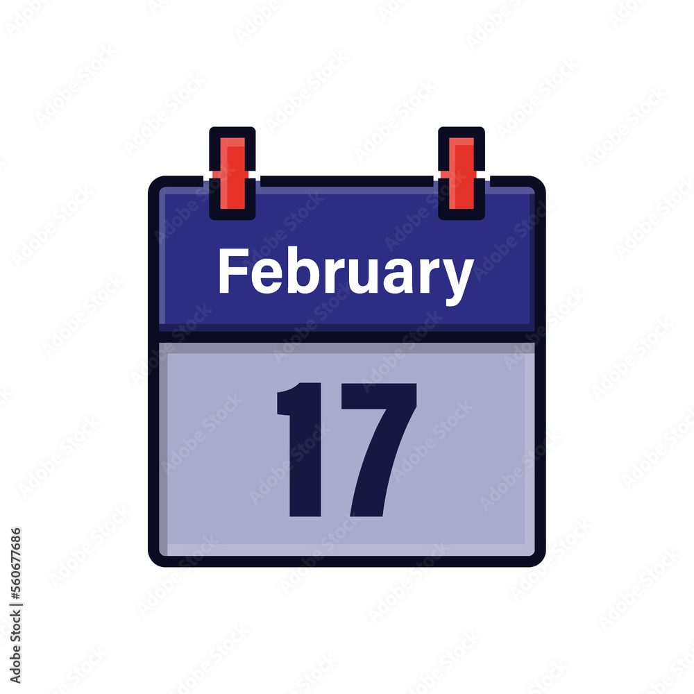 February 17, Calendar icon. Day, month. Meeting appointment time. Event schedule date. Flat vector illustration. February 17, Calendar icon. Day, month. Meeting appointment time. Event schedule date. Flat vector illustration.