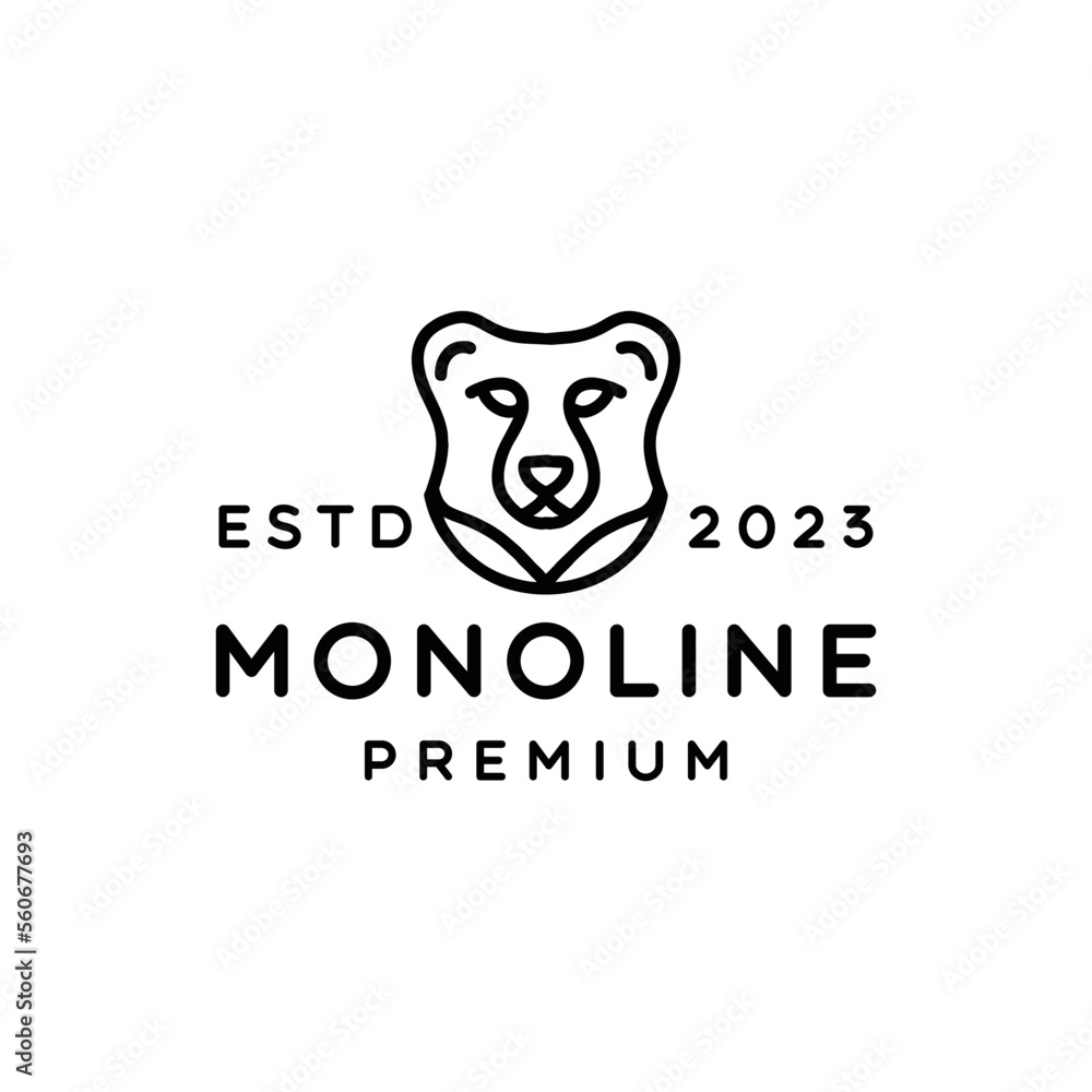 Bear Monoline Logo Emblem Vector Design badge illustration Symbol Icon Bear Monoline Logo Emblem Vector Design badge illustration Symbol Icon