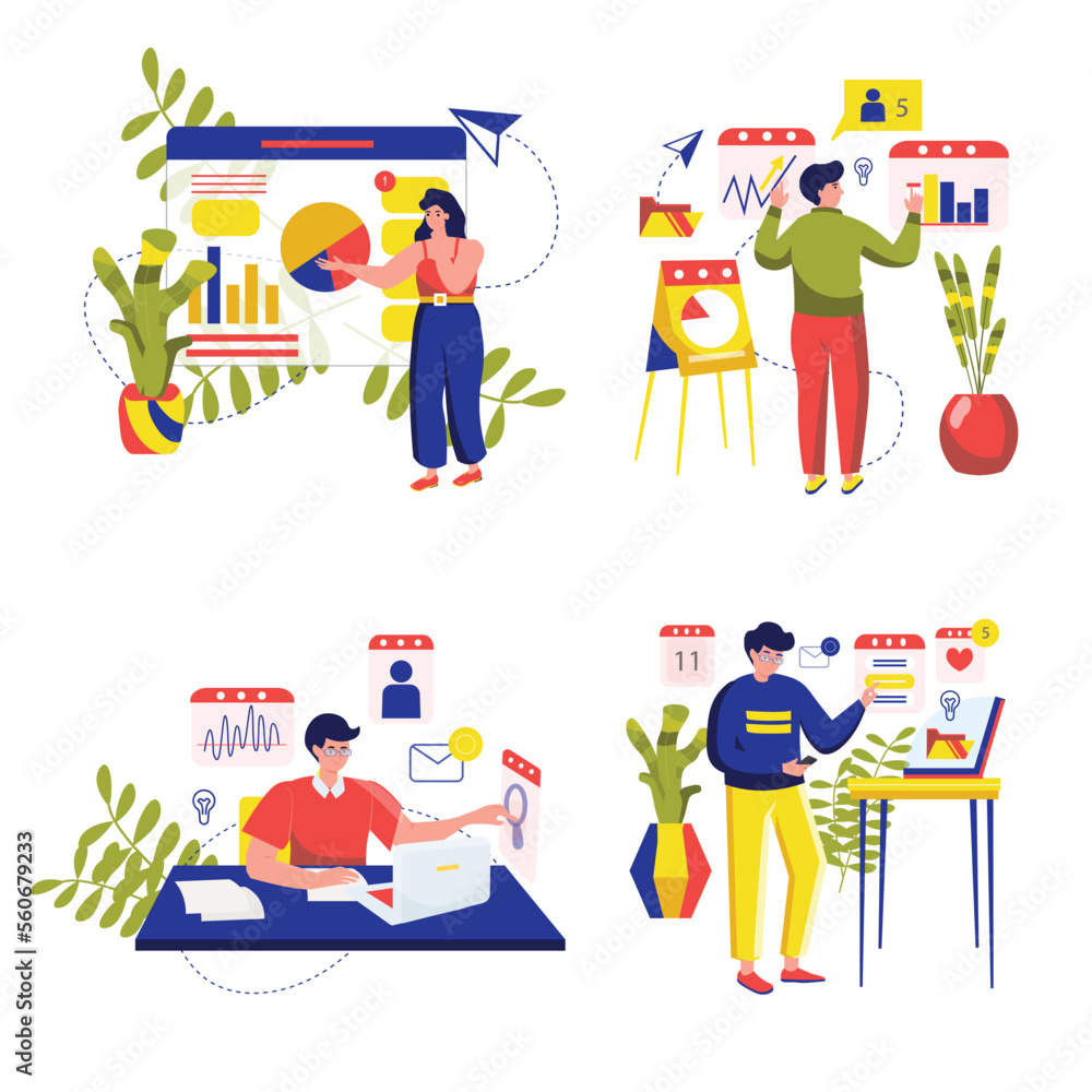 Business analysis set concept with people scene in the flat cartoon design. Business people analyzes important data and information about business company. Vector illustration. Business analysis set concept with people scene in the flat cartoon design. Business people analyzes important data and information about business company. Vector illustration.