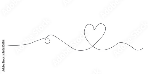 Heart drawn in one line. Abstract symbol of love. Vector illustration
