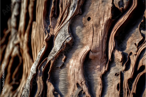 Close-up of an interesting textured surfaces bark of a tree. Generative AI