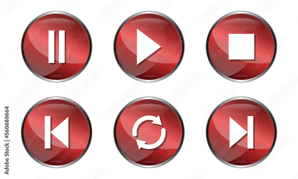 3D Play Button Red Icon Vecktor 3D Play Button Red Icon Vecktor