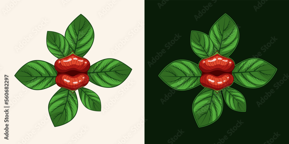 Obraz premium Exotic tropical flower Psychotria elata known as girlfriend kiss. Flower in the shape of tempting human lips.
