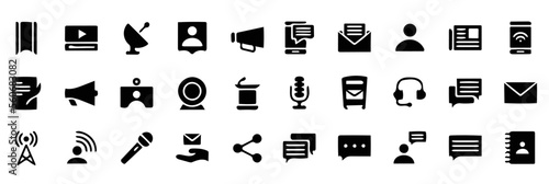 vector illustration, communication icon set, basic icon set, advice icon set, solid icon
