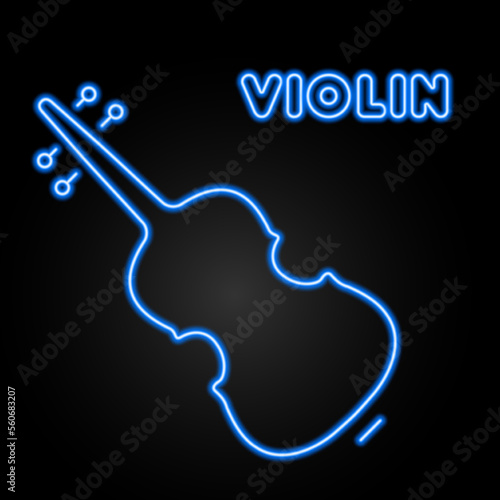 violin neon sign, modern glowing banner design, colorful modern design trends on black background. Vector illustration.