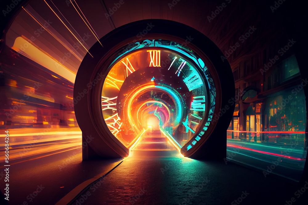 Time portal, travel through time, conceptual ai illustration Stock ...