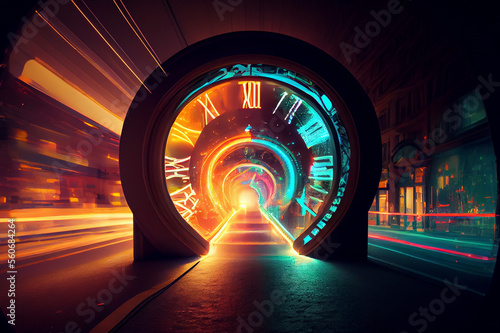 Time portal, travel through time, conceptual ai illustration