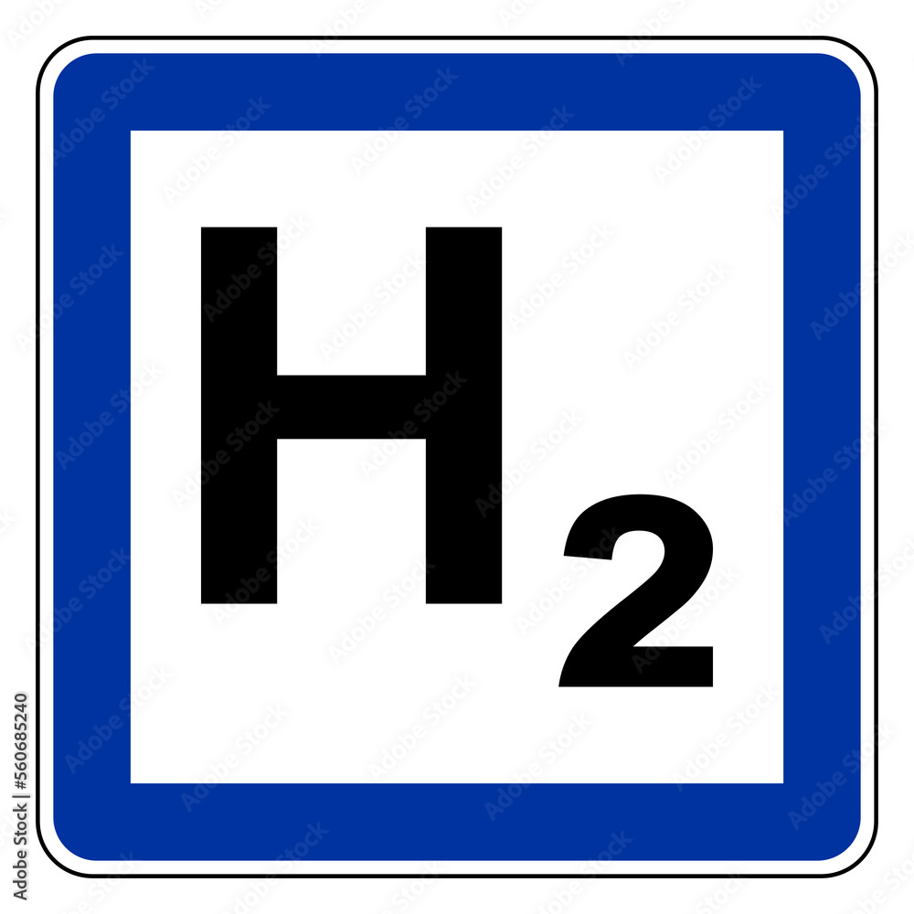 Fototapeta premium Wasserstoff und Schild