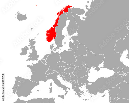 Karte von Norwegen in Europa