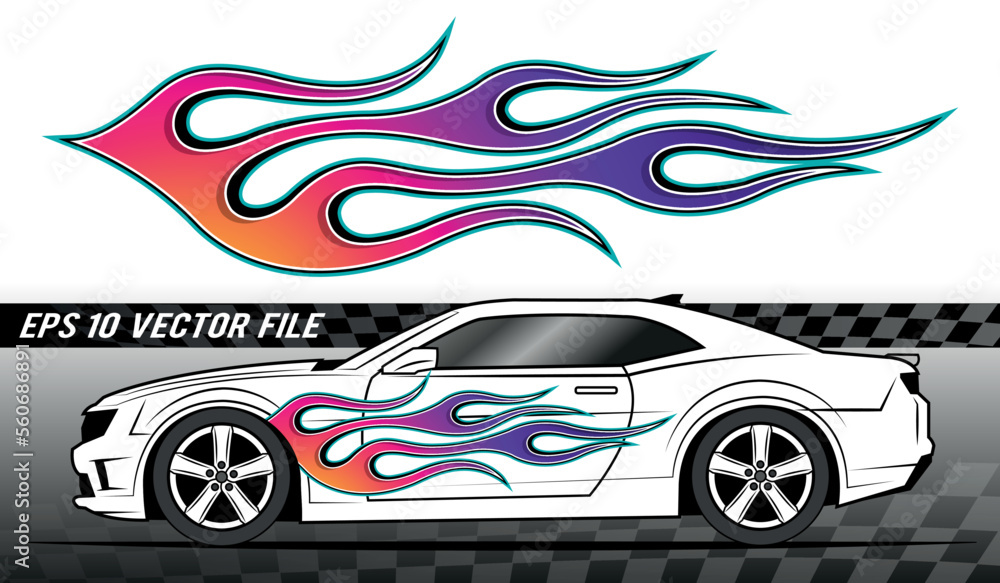 Burning tires and flame sports car decal vinyl sticker Racing car hot Burning tires and flame sports car decal vinyl sticker Racing car hot