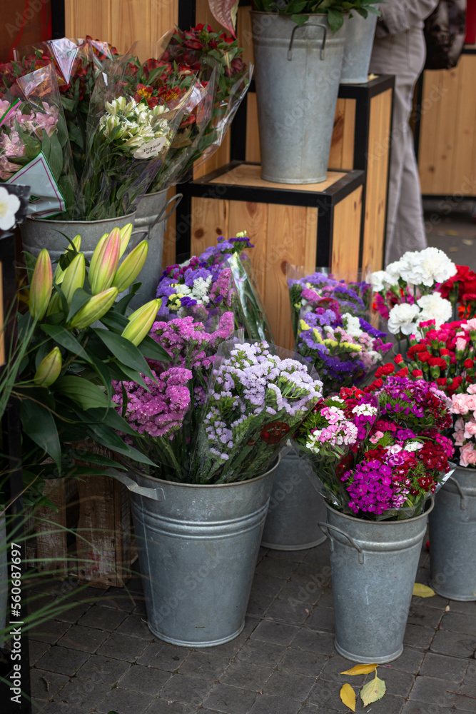 street flowers shop. city life