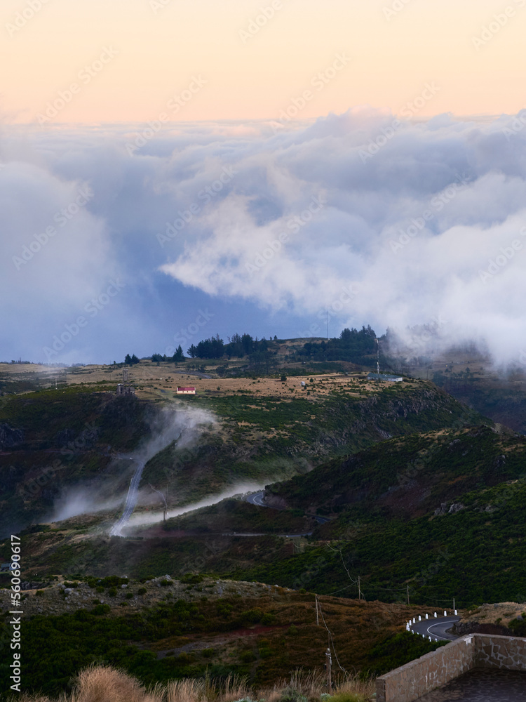 Fototapeta premium Mountain View over the clouds, Areeiro Madeira