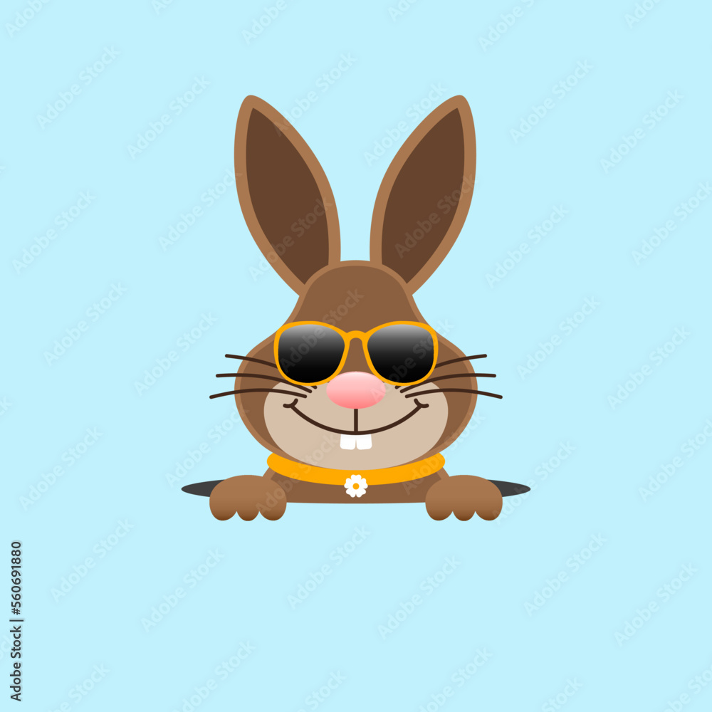 Obraz premium Osterhase Sonnenbrille Im Loch Blau