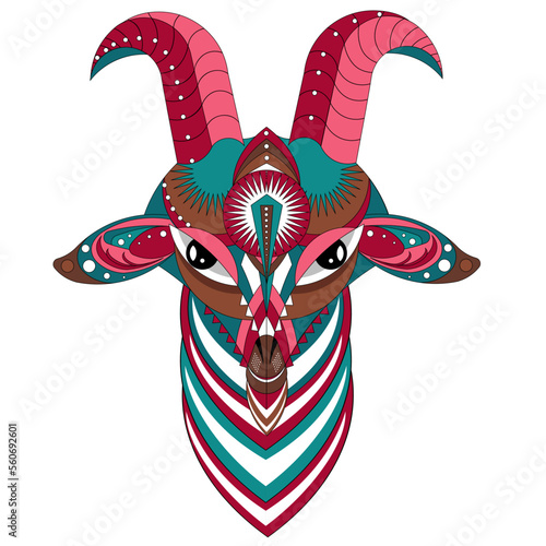 Vector image of a goat's head made of geometric shapes. Cartoon. EPS 10