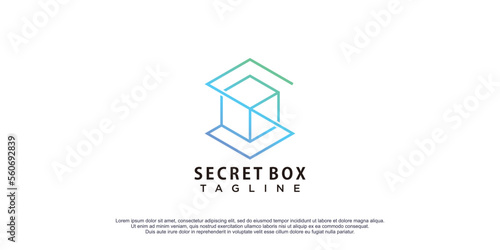 Box logo with monogram s lineart design vector icon illustration