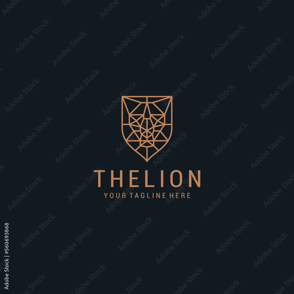 Lion head geometric polygonal logo vector icon design template