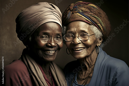 Illustration serie with Beautiful elderly sisters from all around the world
