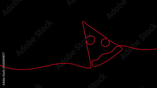 One continuous line pizza slice menu concept. Restaurant food pizzeria icon single line drawing. Hot dinner style vector graphic illustration