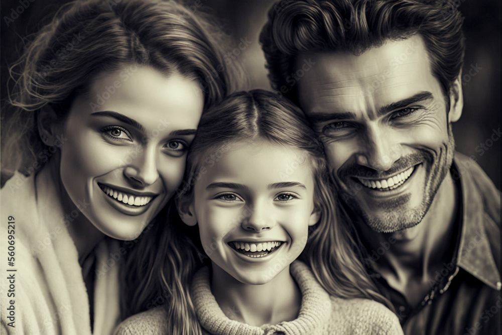 Illustration serie: Beautiful happy family